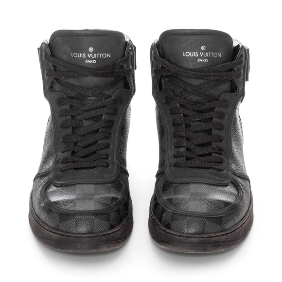Louis Vuitton Rivoli Damier Graphite Black High-Top Sneakers Men's 9 - Picture 3 of 11